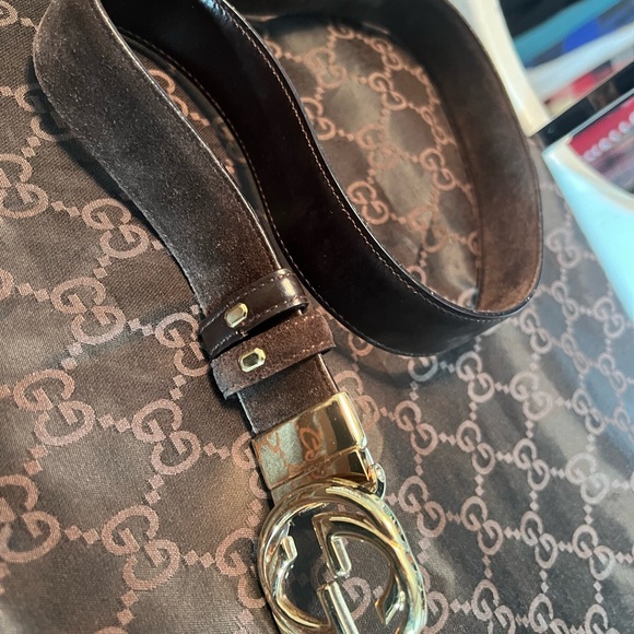 Gucci Brown and Gold Women's Belt - Picture 2 of 6